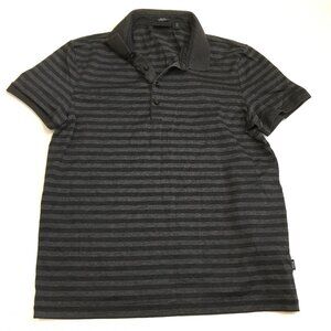 HUGO BOSS Slim Fit Mercerised Gray Charcoal Striped Short Sleeve Polo Shirt